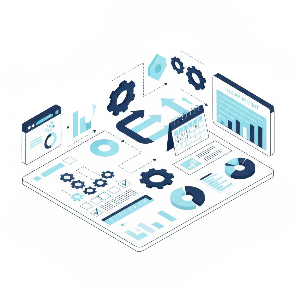 Abstract illustration of organized business systems and workflows